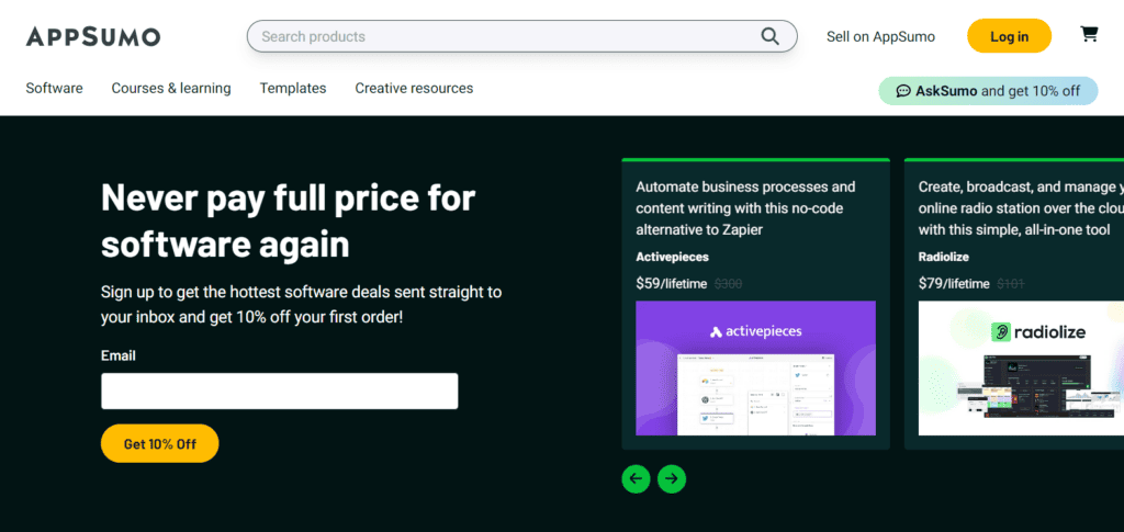 What is AppSumo - AppSumo Review, Lifetime Deals & 3 Tips 1 AppSumo homepage