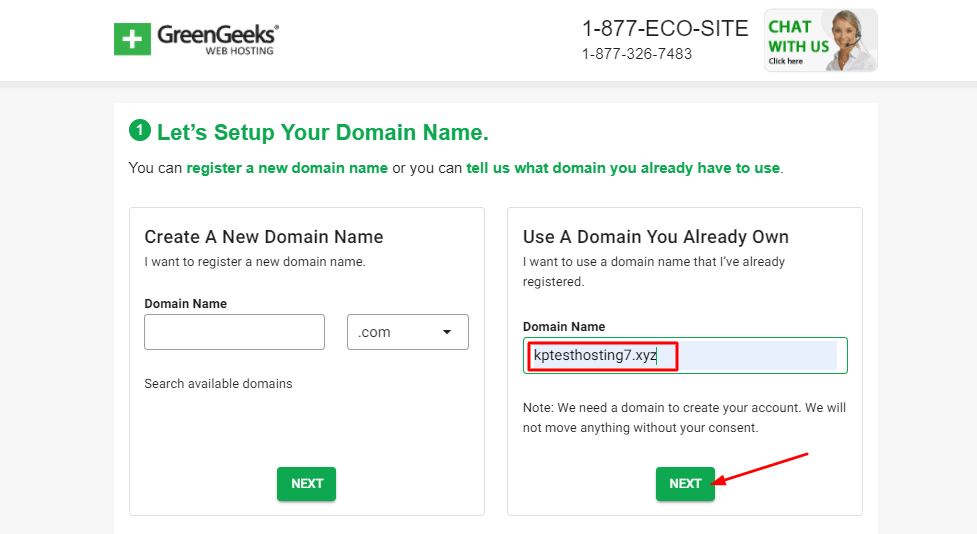 How to Buy Hosting from GreenGeeks (5 Important Steps) 3 2. setting up domain