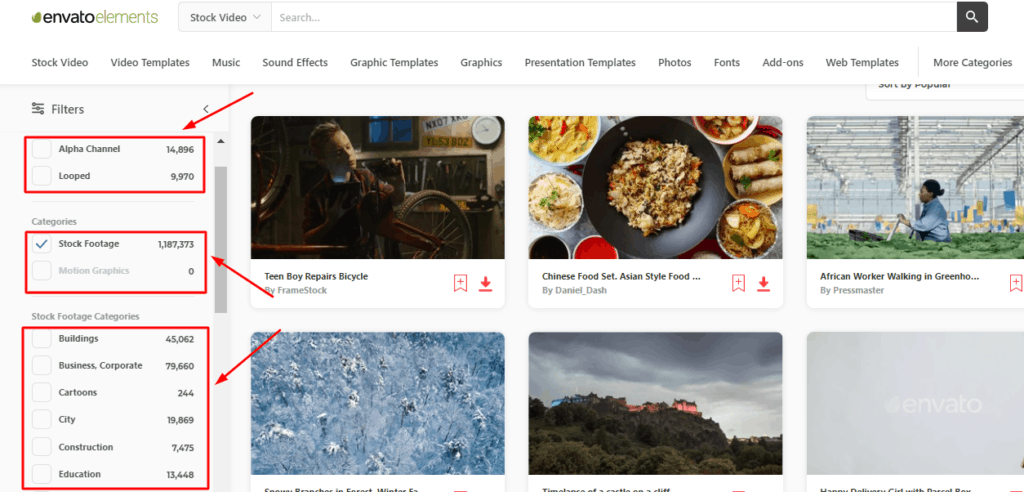 Envato Elements stock videos