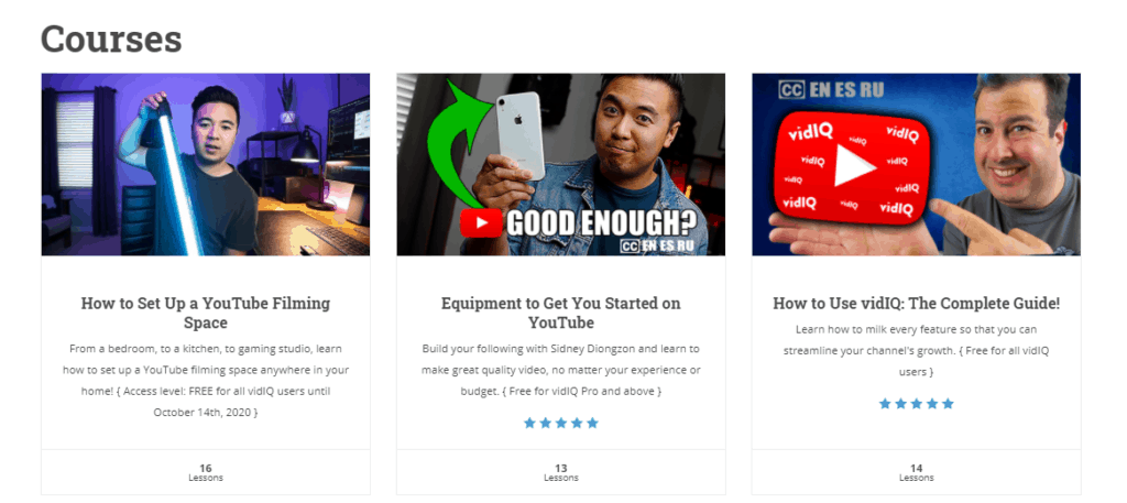 VidIQ Academy Courses