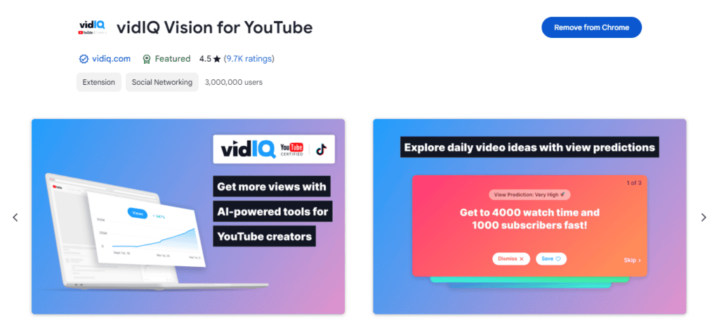 VidIQ Chrome extension