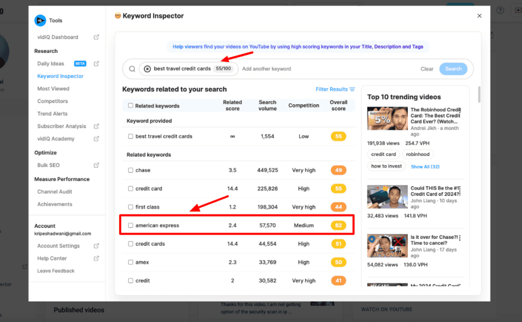 VidIQ Pro - Keyword Inspector