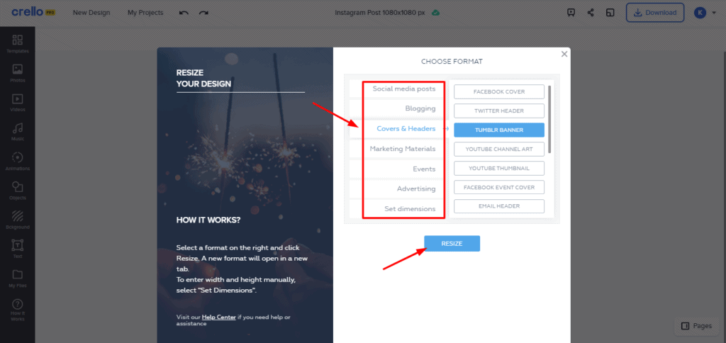 Crello Review (2026) - Best Canva Alternative? 14 Crello Resize tool