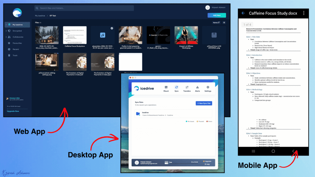 Icedrive Review (2026) - Why I Bought IceDrive? 8 Pros & 7 Cons 12 Icedrive - apps interface