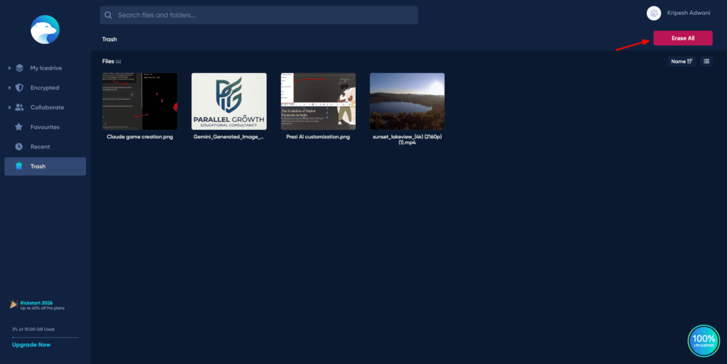 Icedrive Review (2026) - Why I Bought IceDrive? 8 Pros & 7 Cons 4 Icedrive Trash folder