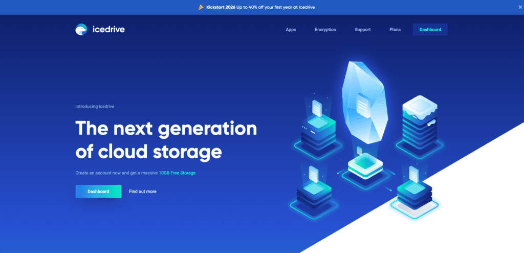 Icedrive Review (2026) - Why I Bought IceDrive? 8 Pros & 7 Cons 1 Icedrive homepage