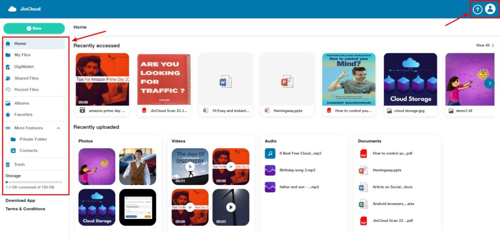 JioCloud Storage Review (2026) - How is This Indian Cloud Storage? 2 JioCloud user interface