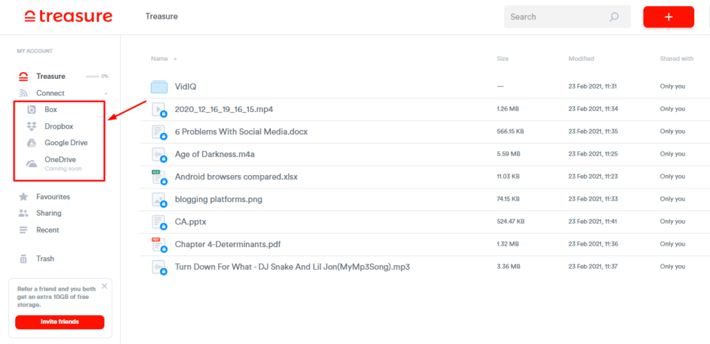 Treasure Cloud connect