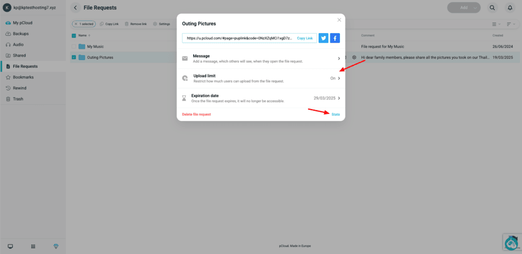 pCloud - File Requests