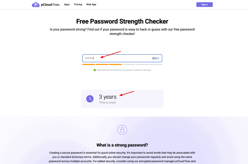 pCloud Password Strength Checker