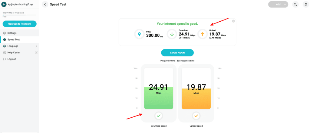 pCloud - internet speed test