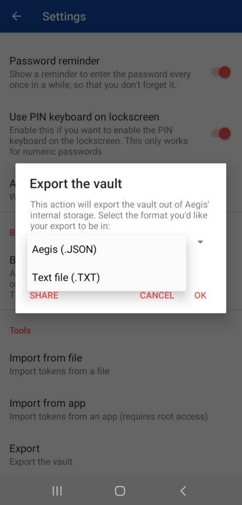 9 Best 2FA Apps (2026) - The Complete Two-Factor Authentication Guide 43 Aegis Export