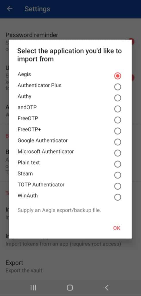 9 Best 2FA Apps (2026) - The Complete Two-Factor Authentication Guide 40 Aegis import