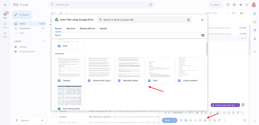 Gmail attachment via Google Drive
