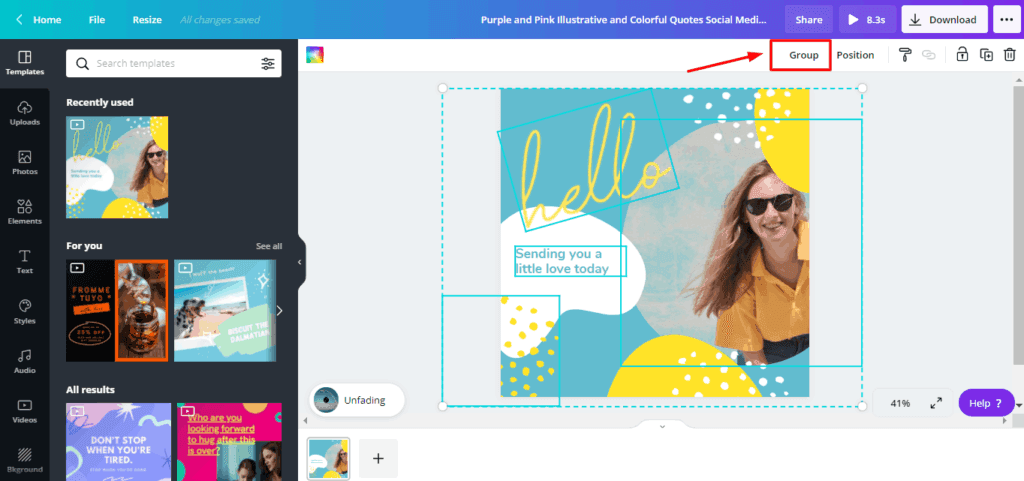 Grouping Elements in Canva