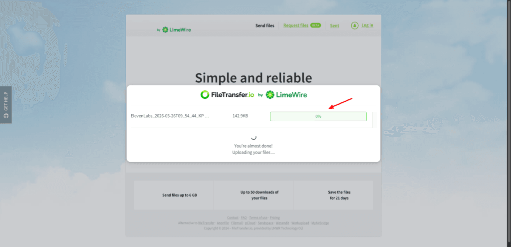 Share files via FileTransfer.io
