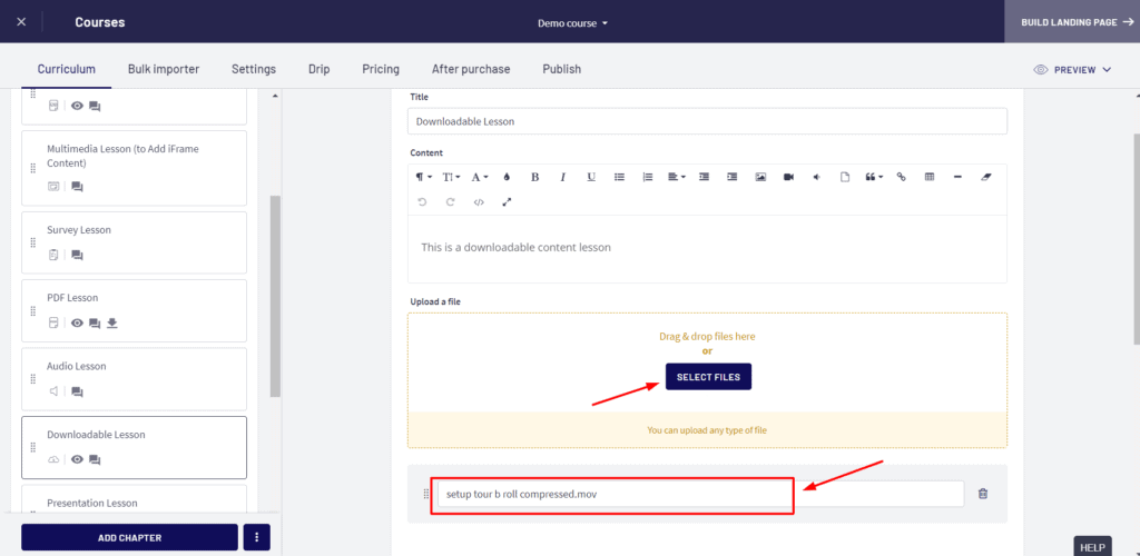 Thinkific downloadable lesson