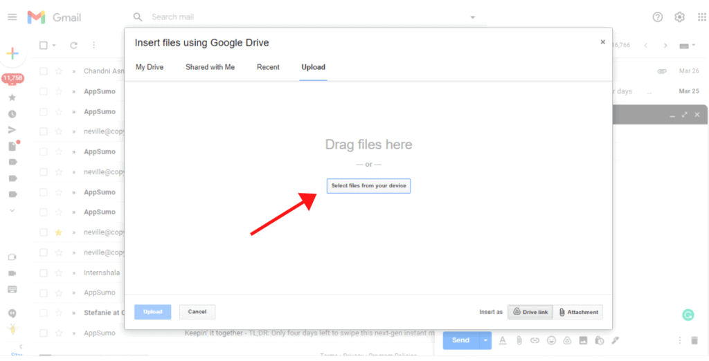 gmail drive attachment