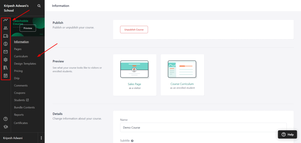 Teachable Review (2026) - What Makes It So Popular? 15 Teachable admin interface
