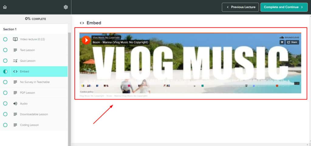 Teachable Review (2026) - What Makes It So Popular? 14 Teachable embed code preview