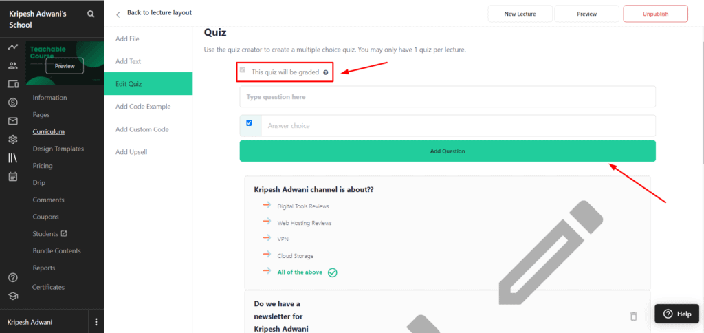 Teachable Review (2026) - What Makes It So Popular? 8 Teachable quiz lessons