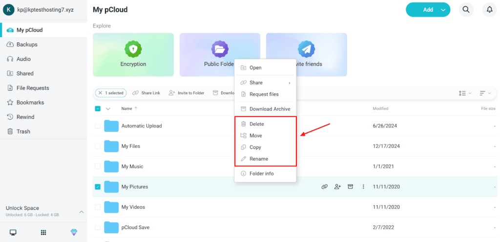 pcloud file management