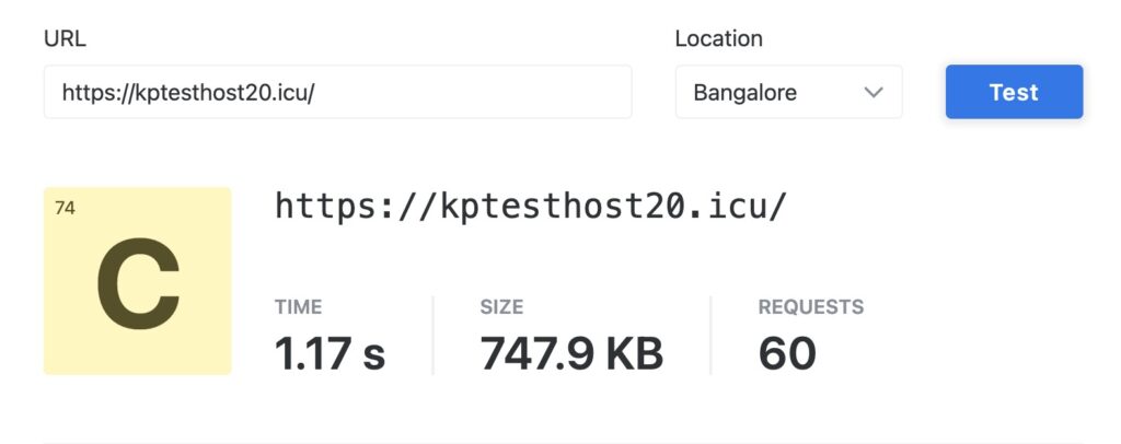 Hostinger speed test - India