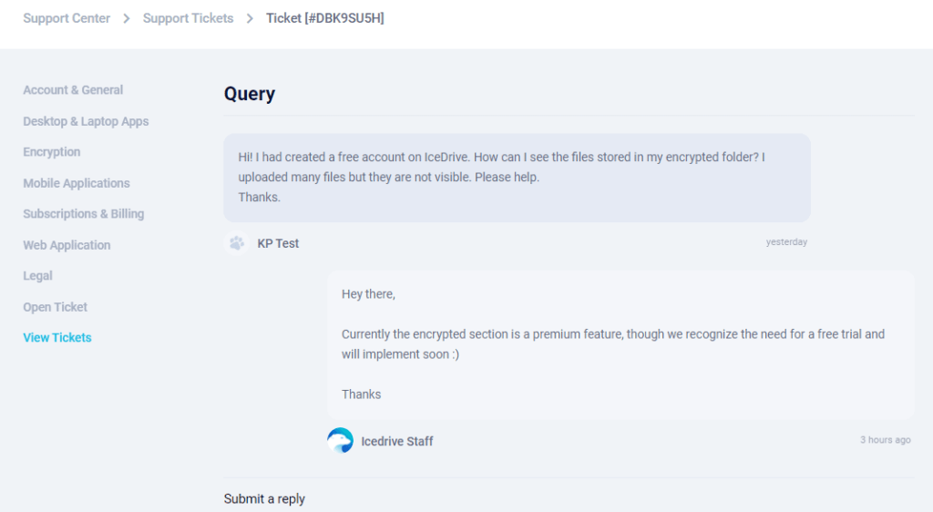 Icedrive customer support