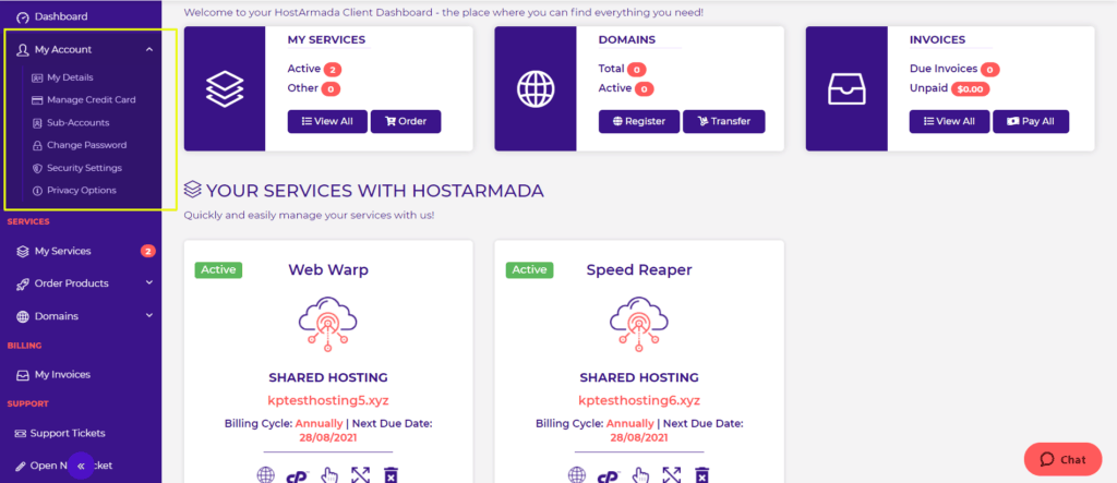 HostArmada Review 2026 - How They've Changed (After 3 Years) 4 HostArmada My account