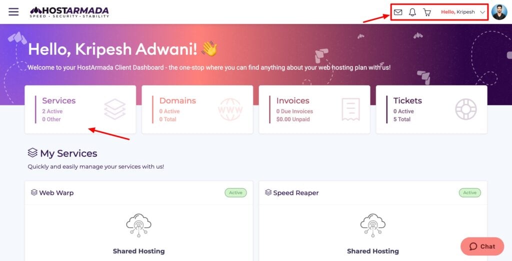 HostArmada Review 2026 - How They've Changed (After 3 Years) 3 HostArmada dashboard