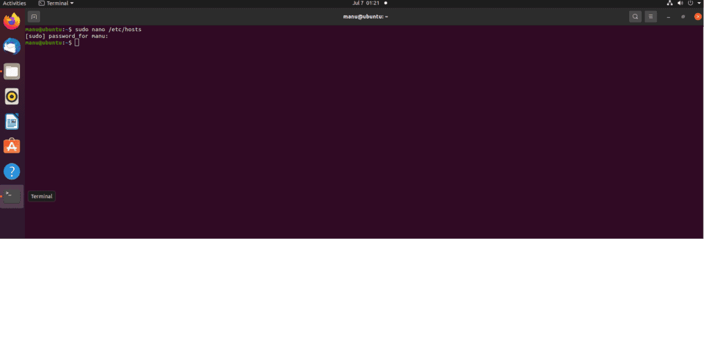 (Linux) Step 1 - open the hosts file