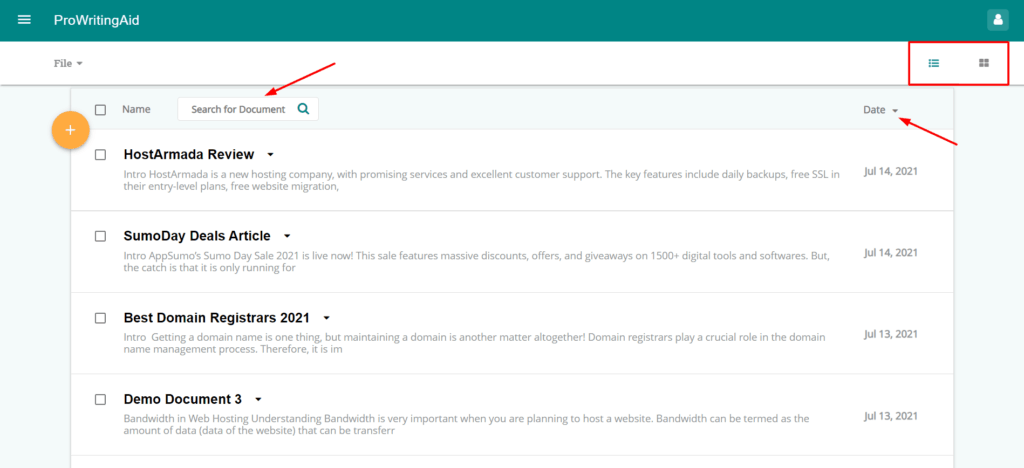 User Interface in ProWritingAid2