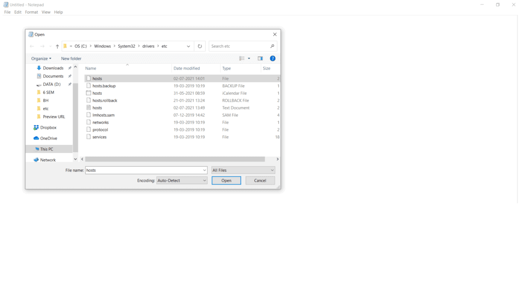 (windows) Step 2 - open the hosts file
