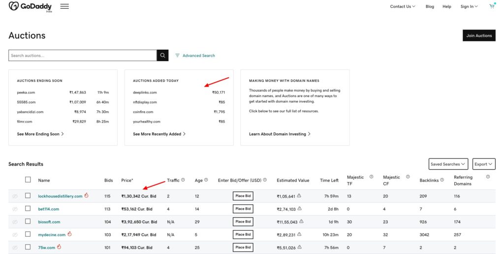 7 Best Domain Name Registrars in India (2026) - Buy Domain Name in India 21 GoDaddy Domain Auctions