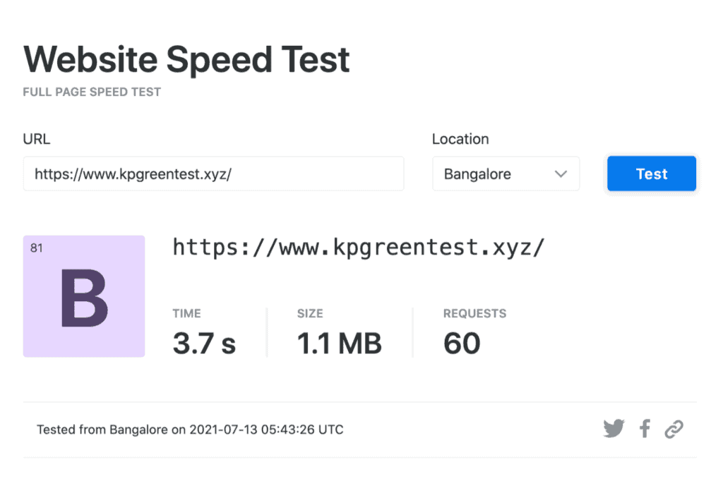 GreenGeeks Blore speed