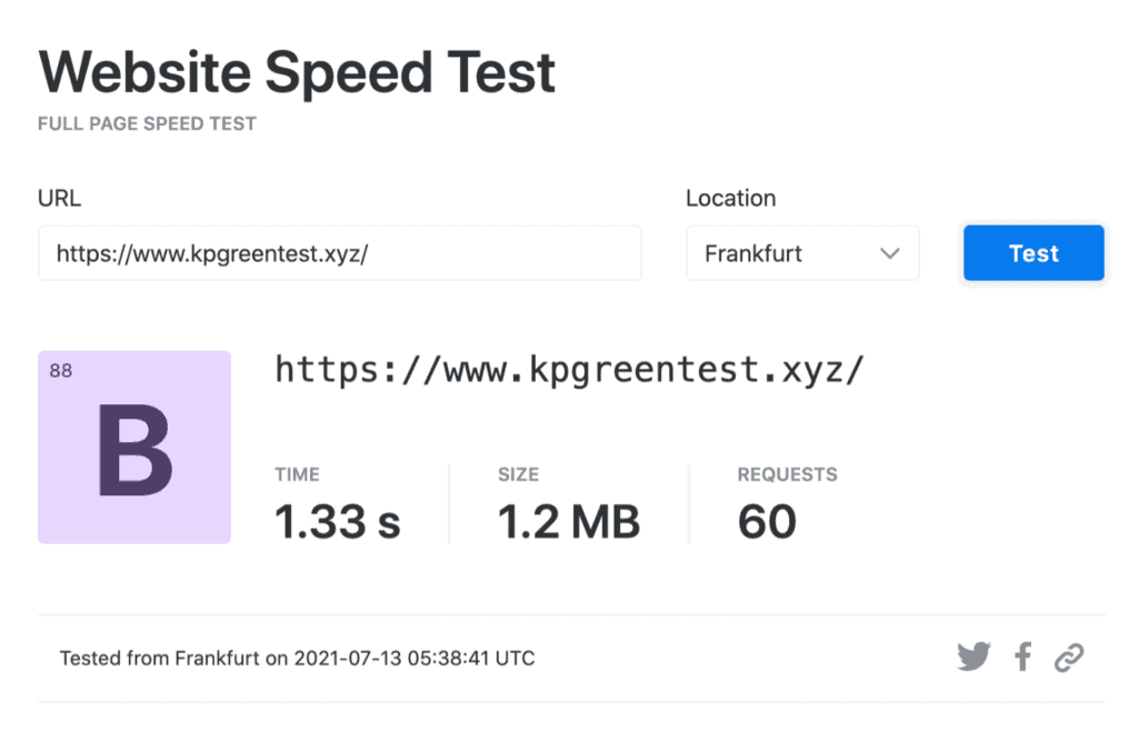 GreenGeeks Frankfurt speed