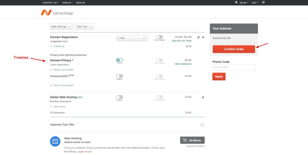 7 Best Domain Name Registrars in India (2026) - Buy Domain Name in India 3 Namecheap freebies