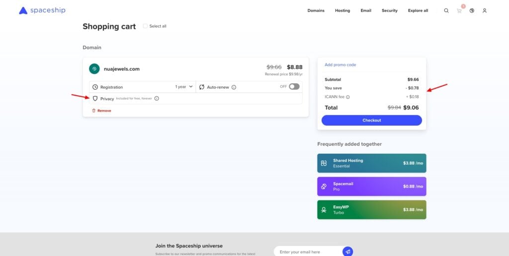 7 Best Domain Name Registrars in India (2026) - Buy Domain Name in India 9 Spaceship - domain registration