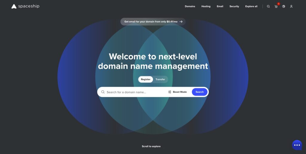 7 Best Domain Name Registrars in India (2026) - Buy Domain Name in India 8 Spaceship homepage