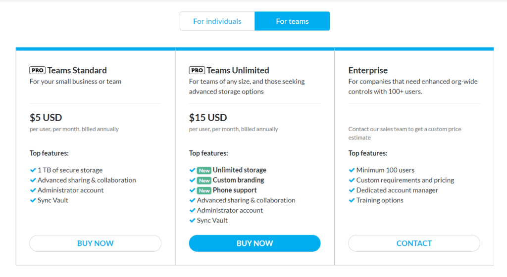 Sync.com Review (2026) - Best Secure Cloud Storage 23 Team plans of Sync