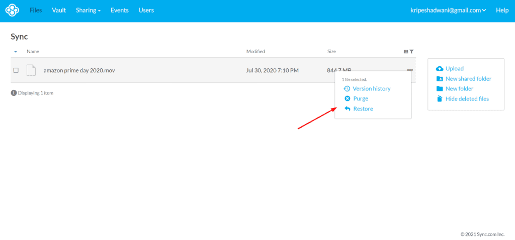 Sync.com Review (2026) - Best Secure Cloud Storage 7 Trash in Sync
