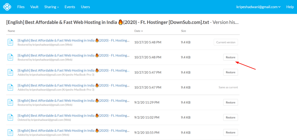 Sync.com Review (2026) - Best Secure Cloud Storage 6 Version history in Sync