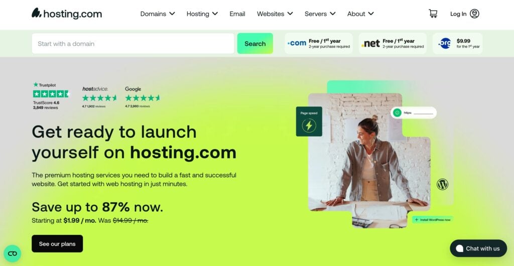 A2 hosting homepage
