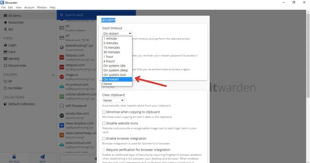 Bitwarden Auto lockout