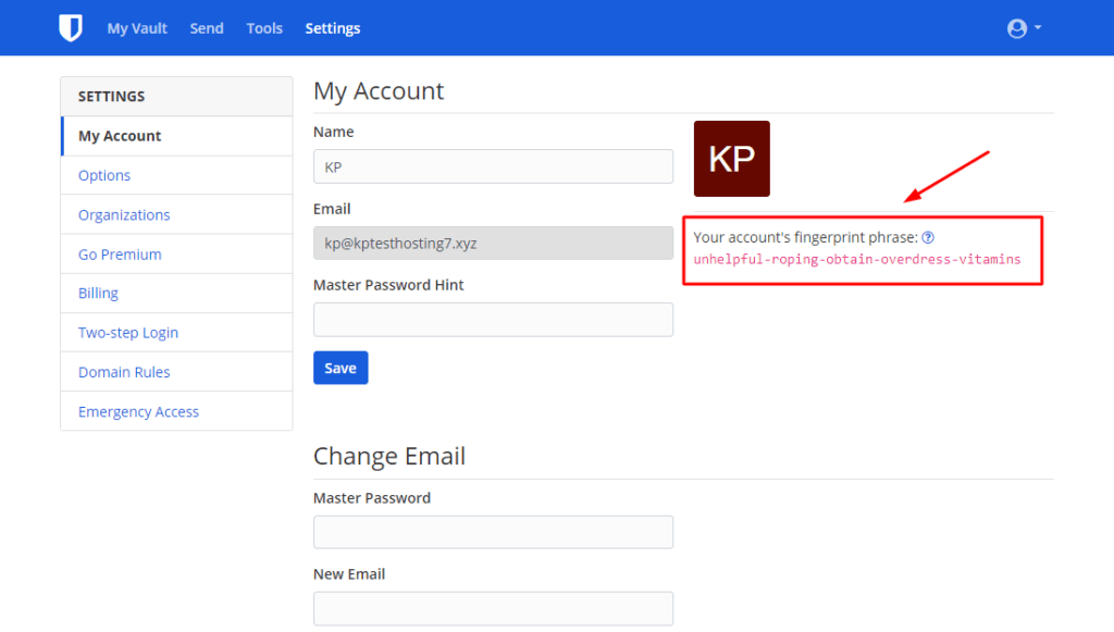 Bitwarden Review 2026 (Free Version) - Best Free Password Manager 21 Bitwarden Fingerprint phrase in Bitwarden