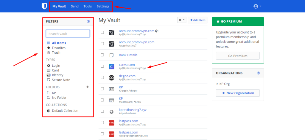 Bitwarden Review 2026 (Free Version) - Best Free Password Manager 2 Bitwarden Web vault UI