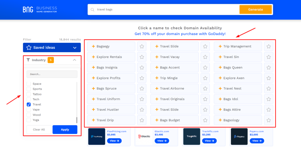Business name generator features 1