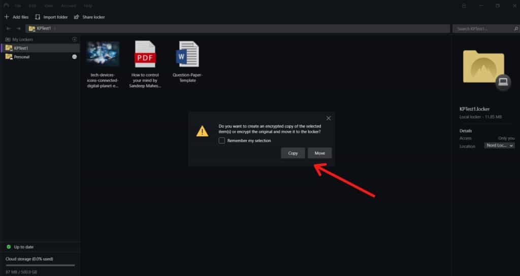 NordLocker Review (2026) - Best Free Encryption Software 6 Copy or move files to the locker