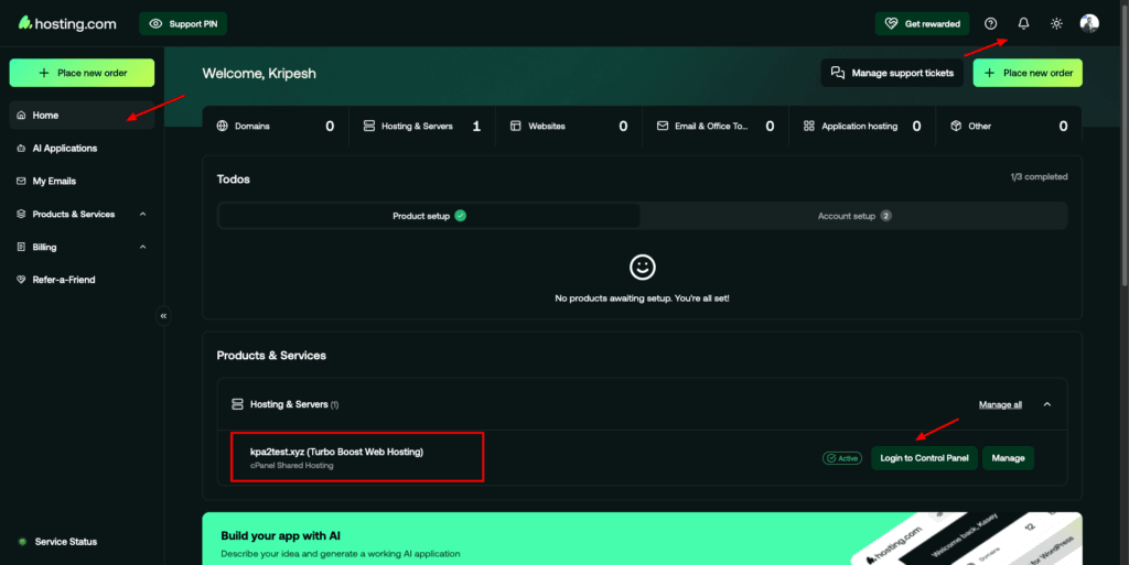 Hosting.com Review (June 2026): Speed, Uptime & Pricing - The Unfiltered Truth 3 Hosting.com - user interface