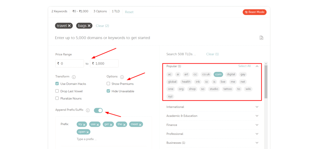 Namecheap Beast Mode features 1